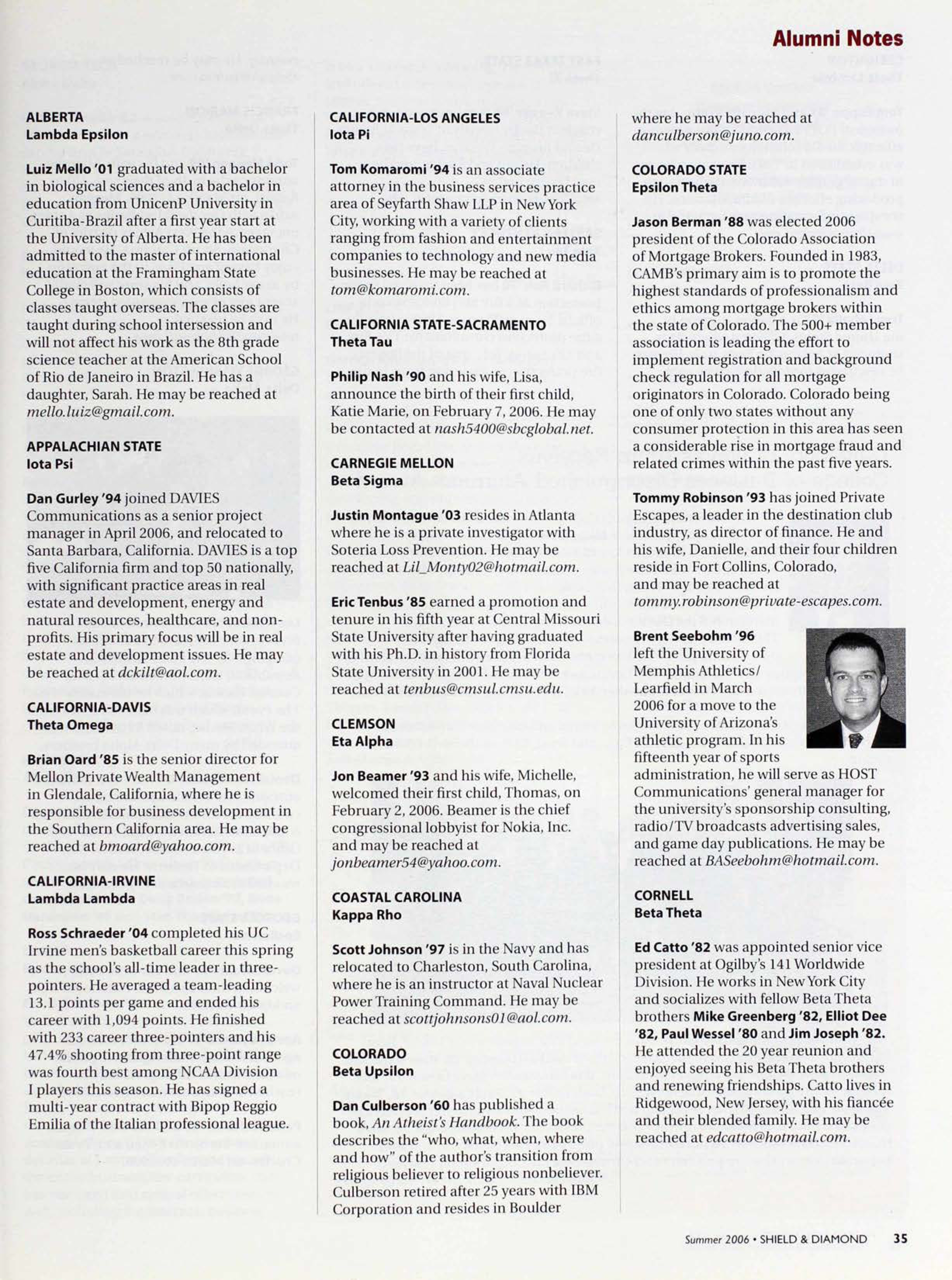 Alumni Notes, Summer 2006